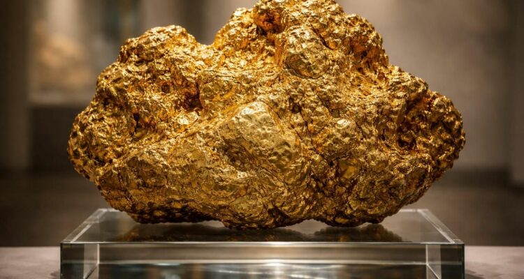 découvrez la splendeur unique de la plus grosse pépite d'or jamais exposée et laissez-vous émerveiller par sa beauté exceptionnelle.