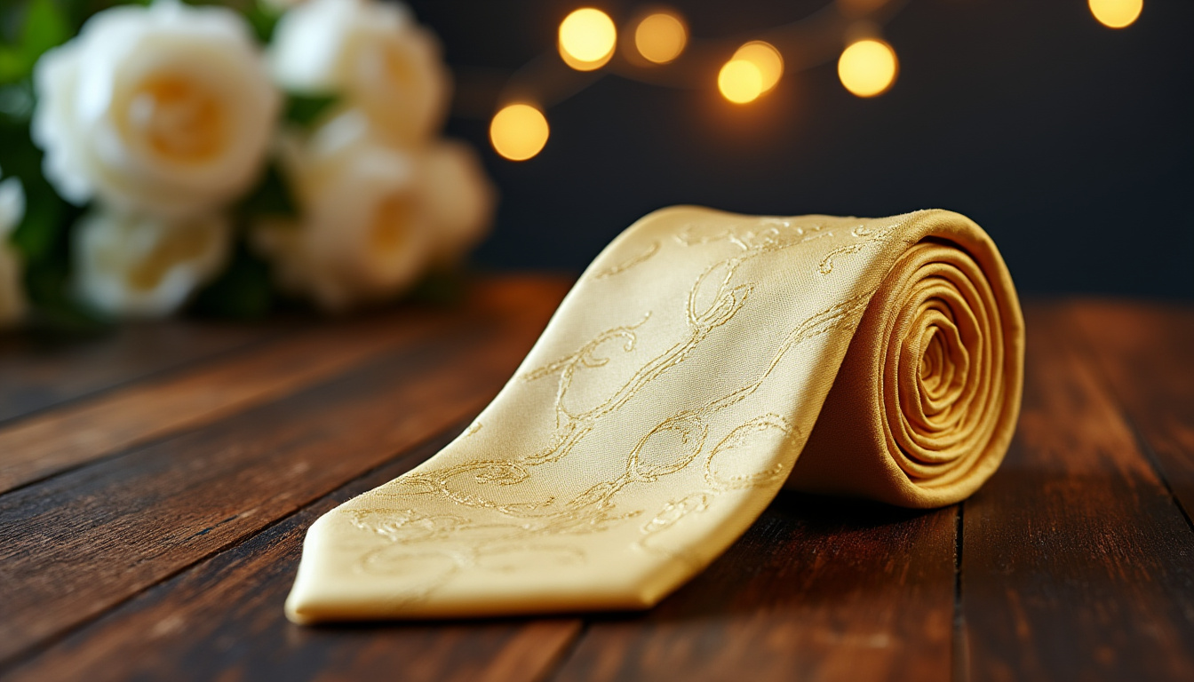 découvrez notre cravate homme jaune pastel, un accessoire incontournable pour apporter une touche élégante à vos mariages et célébrations estivales. parfaite pour sublimer votre tenue tout en ajoutant une note de fraîcheur, elle se marie aisément avec différentes tenues. faites le choix de l'élégance pour vos occasions spéciales!