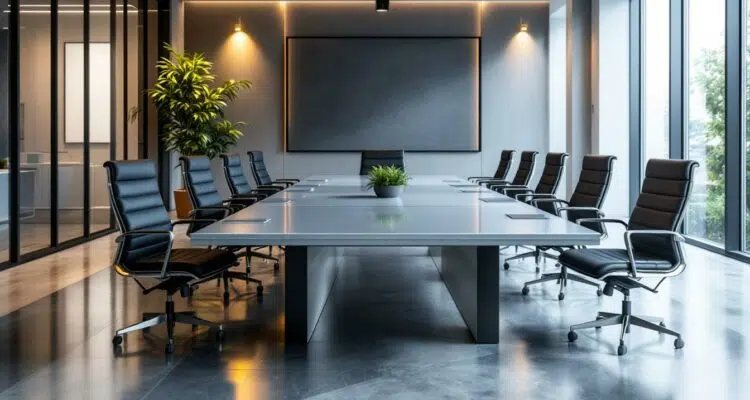 découvrez les avantages d’un mobilier de bureau avec nos tables de réunion professionnelles, idéales pour optimiser les espaces collaboratifs et favoriser la productivité en équipe.