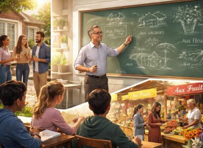 découvrez les subtilités de la préposition 'aux' à travers des exemples narratifs clairs et illustrés, pour mieux comprendre son usage en français.
