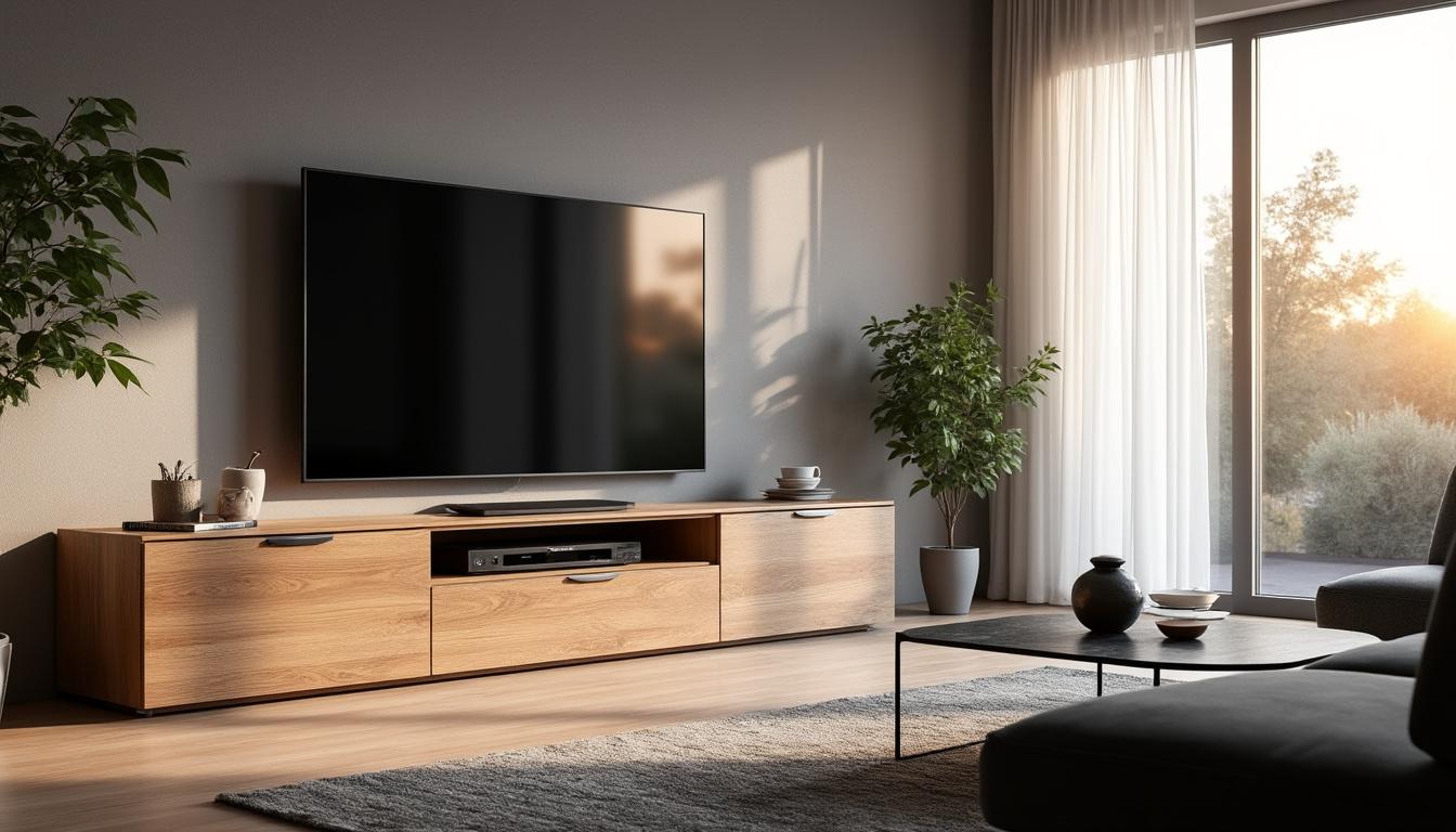 découvrez le meuble tv forum 9837patv en chêne dakota, une pièce maîtresse qui allie élégance et fonctionnalité. idéal pour les amateurs de design, il apportera une touche moderne et chaleureuse à votre intérieur.