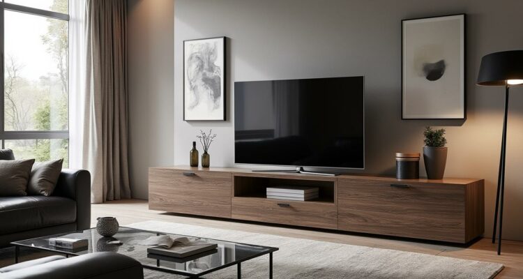découvrez le meuble tv forum 9837patv en chêne dakota, une pièce maîtresse idéale pour les amateurs de design. alliant élégance et fonctionnalité, ce meuble apportera une touche moderne à votre intérieur tout en sublimant votre espace de divertissement.