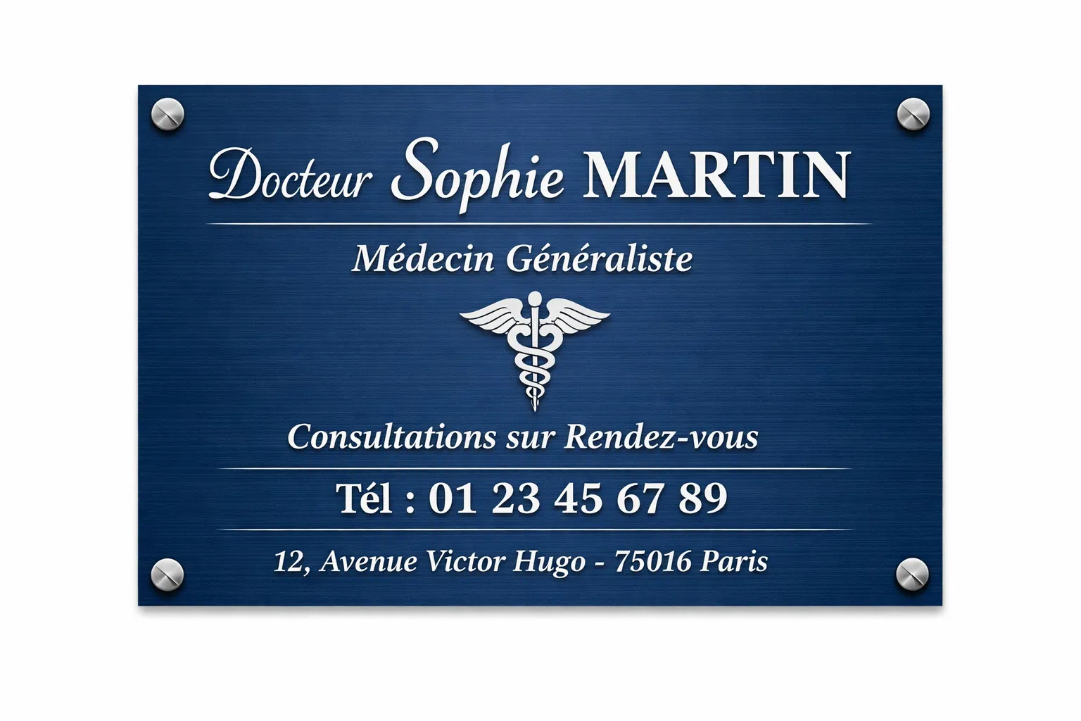 Personnalisation plaque professionnelle