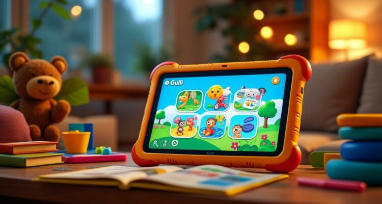 découvrez la tablette tactile pour enfant by gulli, alliant divertissement et apprentissage grâce à la technologie kurio. offrez à votre enfant une expérience éducative ludique avec des contenus adaptés et des jeux interactifs!