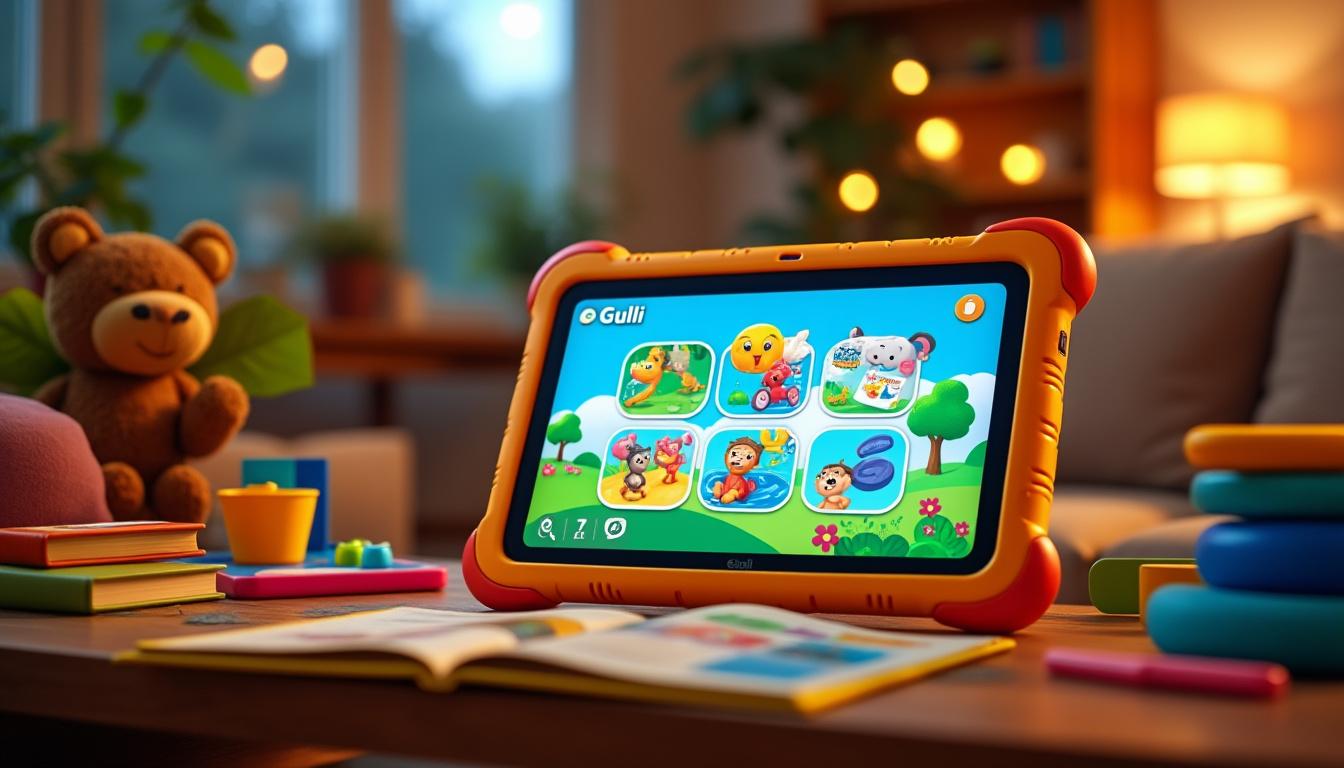 découvrez la tablette tactile pour enfant by gulli, alliant divertissement et apprentissage grâce à la technologie kurio. offrez à votre enfant une expérience éducative ludique avec des contenus adaptés et des jeux interactifs!