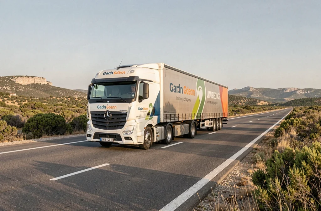 Camion de déménagement longue distance de Déméo circulant sur une route du Gard entre Nîmes et une destination éloignée