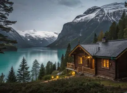 hytte au bord d’un fjord