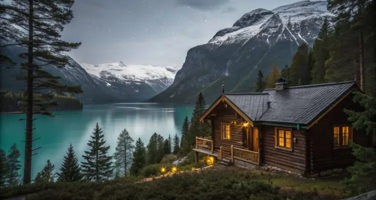 hytte au bord d’un fjord