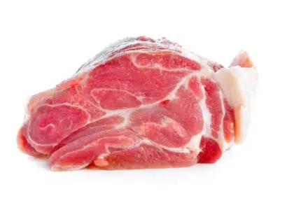 Meat, pork, slices pork on white background
