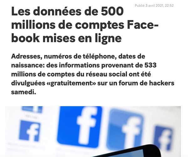 Facebook piratage 2021