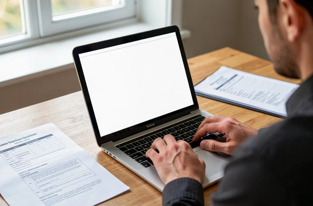 Saisie d'une déclaration de début d'activité sur un ordinateur portable